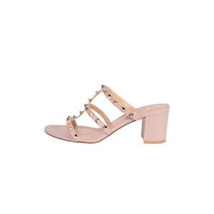 VALENTINO Pink Leather Rockstud Heel Sandals Size 39.5